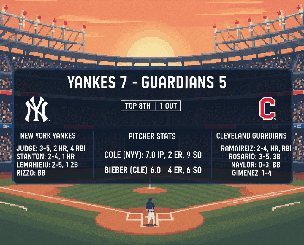 New York Yankees vs Cleveland Guardians Match Player Stats