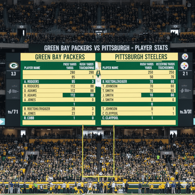 Green Bay Packers vs Pittsburgh Steelers Player Stats