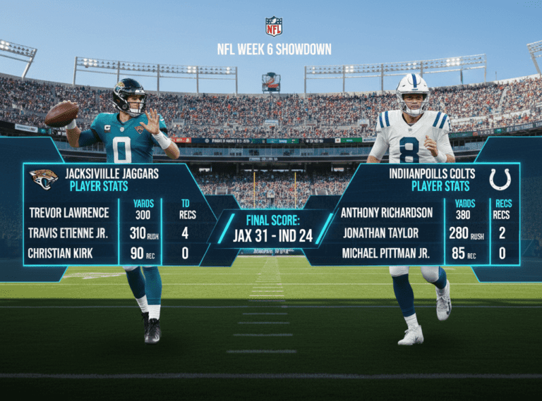 Jacksonville Jaguars vs Colts Match Player Stats