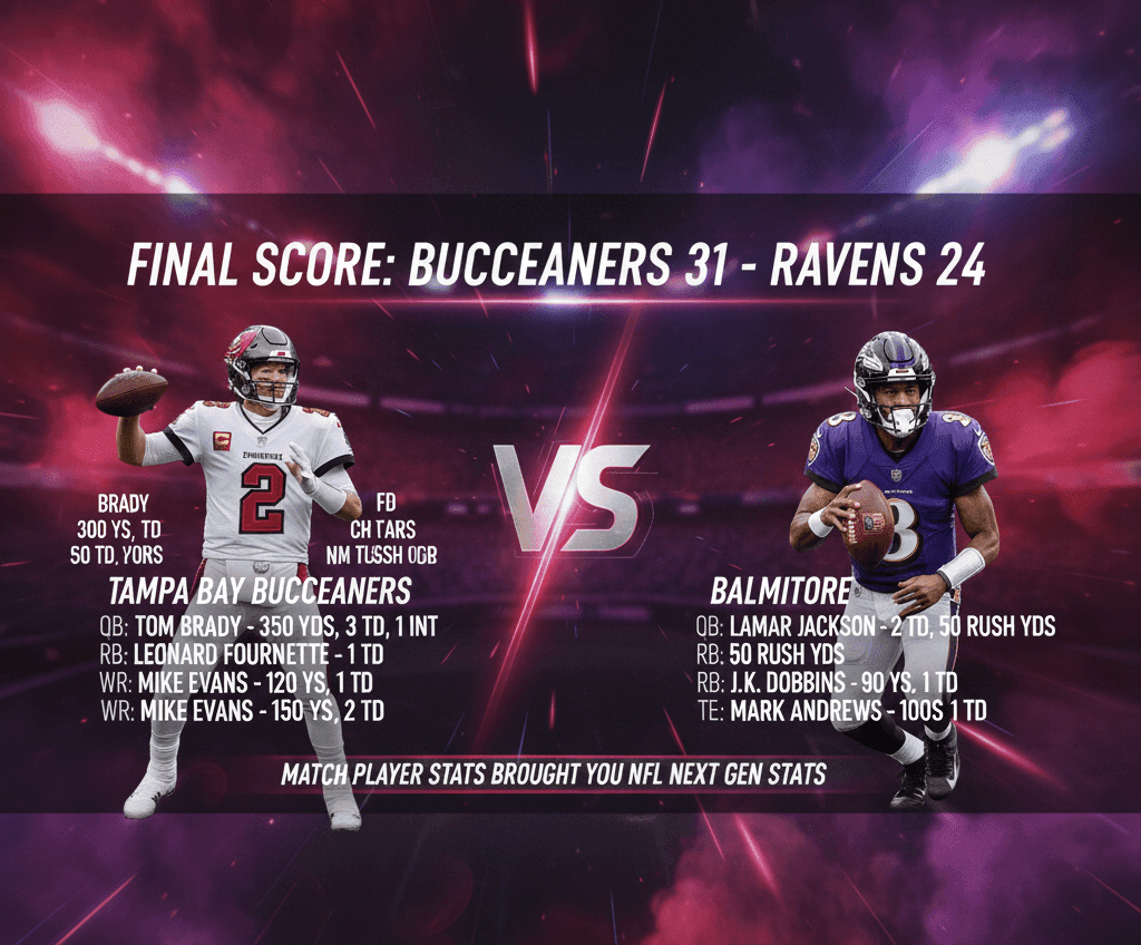 Tampa Bay Buccaneers vs Baltimore Ravens Match Player Stats