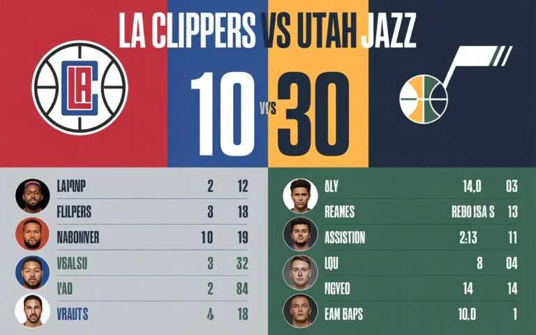 LA Clippers vs Utah Jazz Match Player Stats