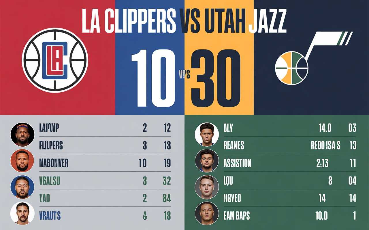 LA Clippers vs Utah Jazz Match Player Stats