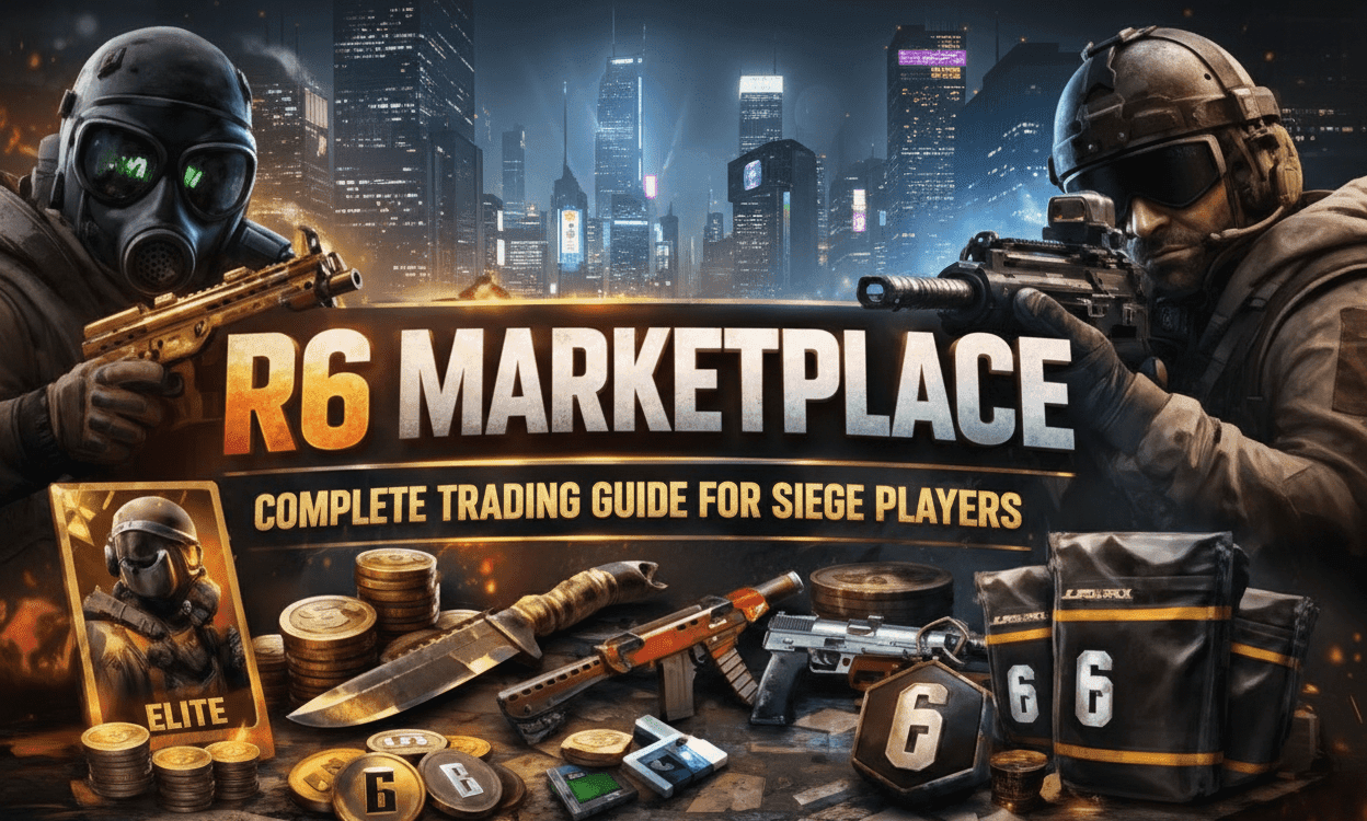 R6 Marketplace themed image representing buying and selling cosmetics