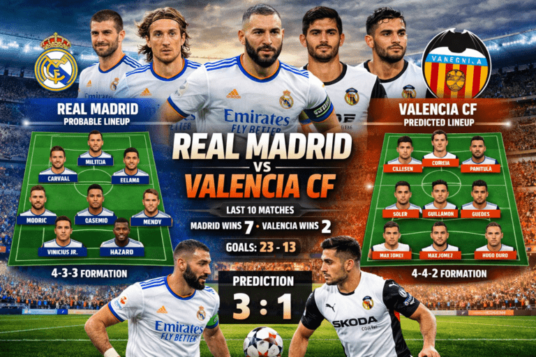 Real Madrid vs Valencia CF Lineups