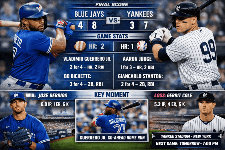 Toronto Blue Jays vs New York Yankees Match Player Stats