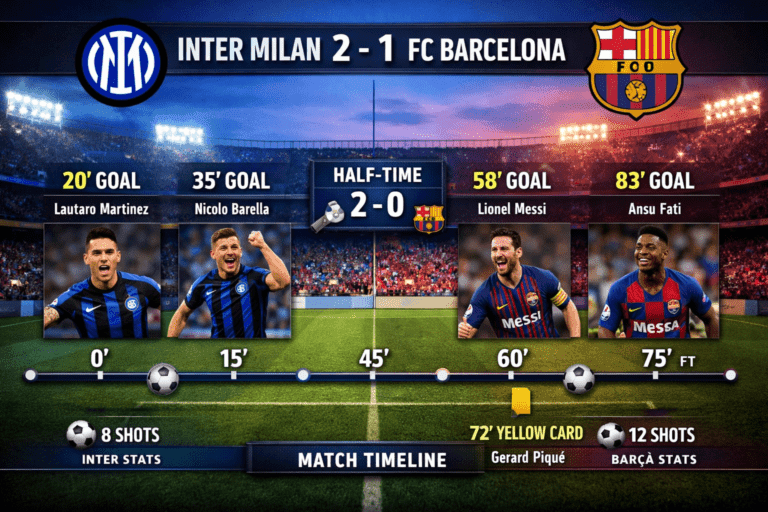 Inter Milan vs FC Barcelona Timeline