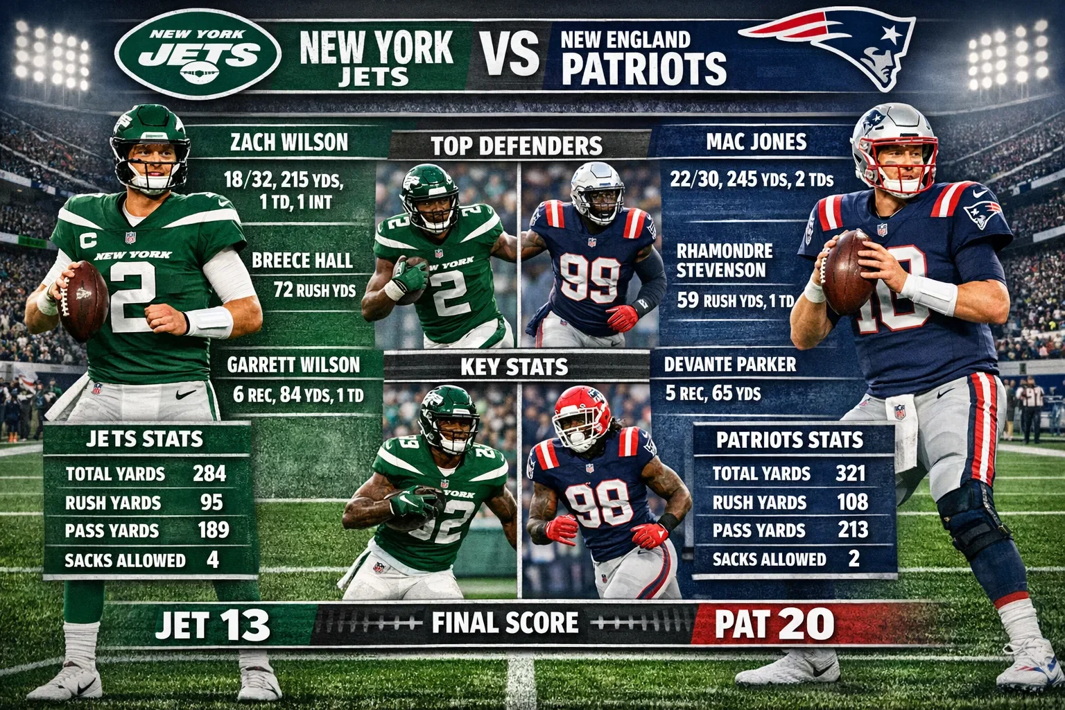Jets vs Patriots game stats
