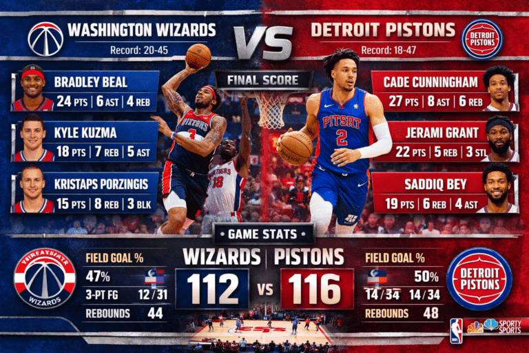 Washington Wizards vs Detroit Pistons Match Player Stats