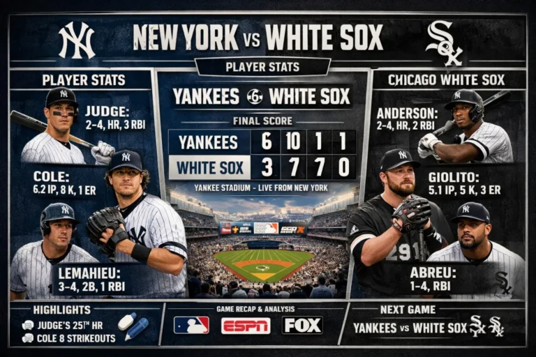 New York Yankees vs White Sox Match Player Stats