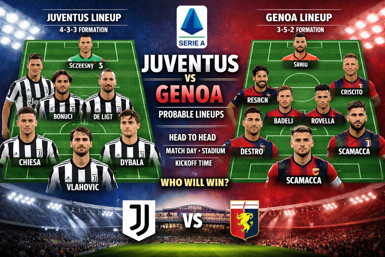 Juventus FC vs Genoa CFC Lineups