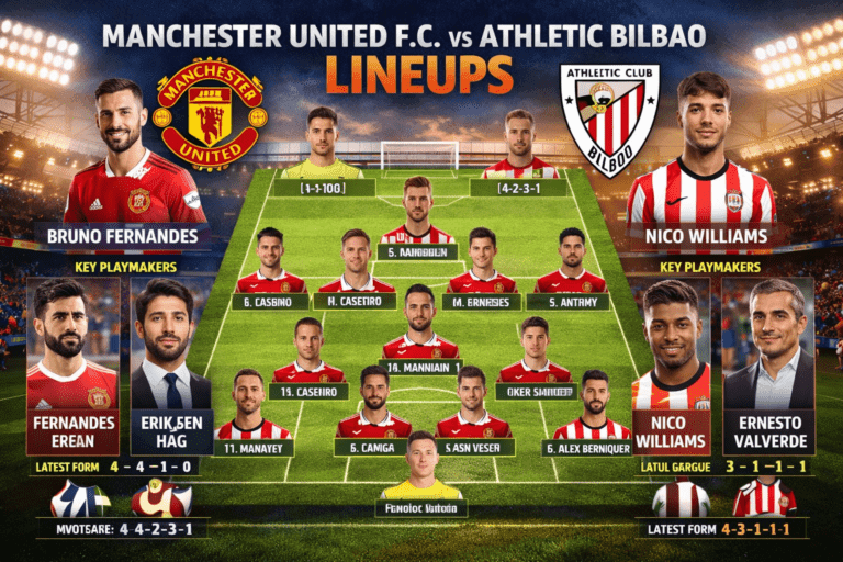 Manchester United F.C. vs Athletic Bilbao Lineups