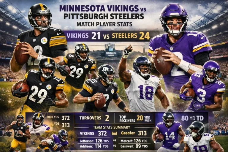 minnesota vikings vs pittsburgh steelers match player stats