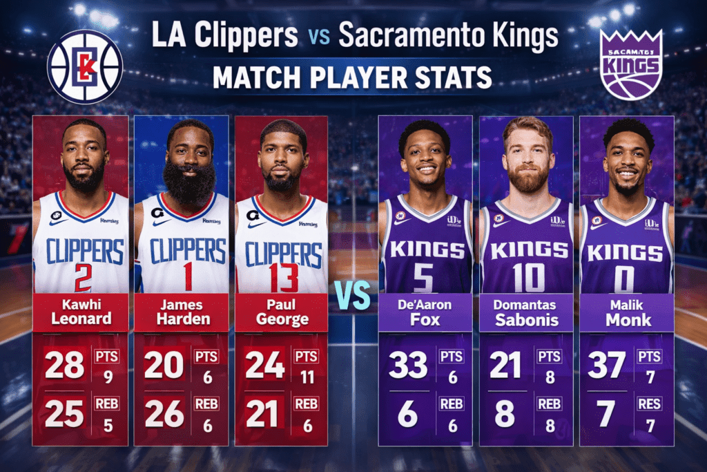 LA Clippers vs Sacramento Kings Match Player Stats – A Night of Power and Clutch Plays