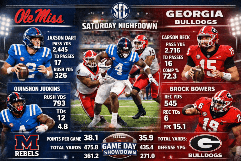Ole Miss Rebels Football vs Georgia Bulldogs Football Match Player Stats