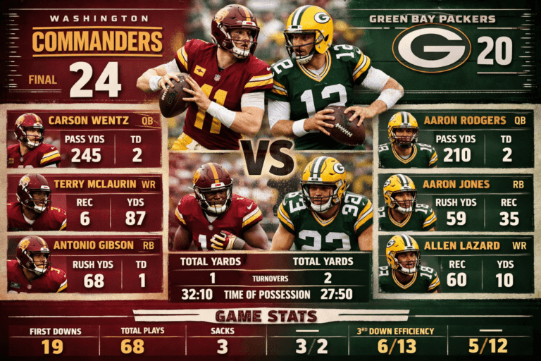 Washington Commanders vs Green Bay Packers Match Player Stats