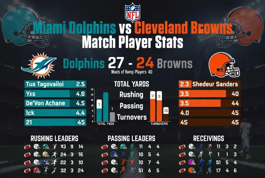 Miami Dolphins vs Cleveland Browns Match Player Stats