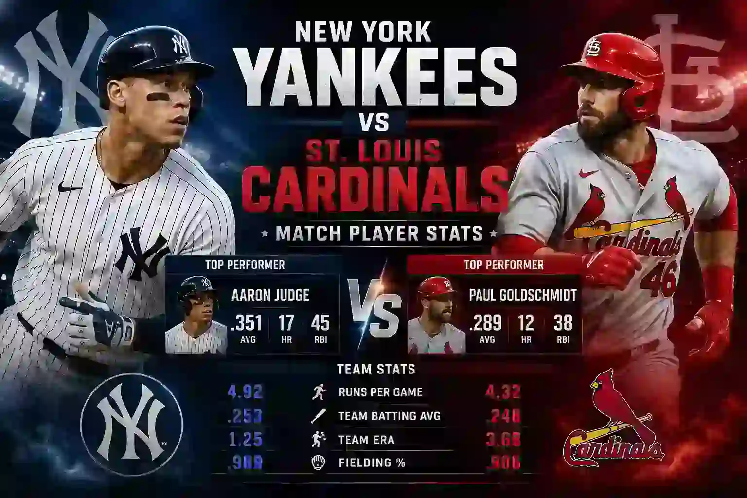New York Yankees vs St. Louis Cardinals Match Player Stats
