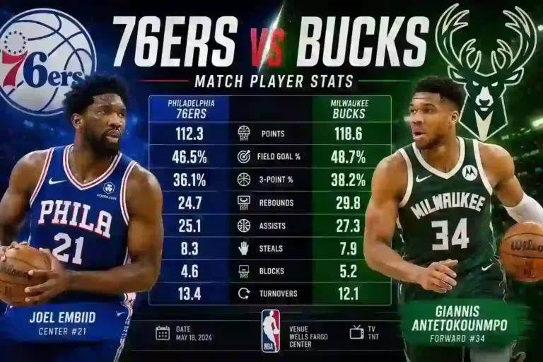 76ers vs Milwaukee Bucks Match Player Stats