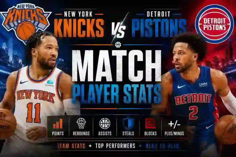 Knicks vs Detroit Pistons Match Player Stats